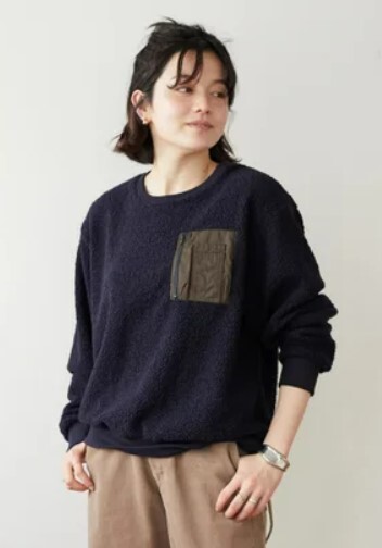 クラフトスタンダードブティック ボアプルオーバー ネイビー