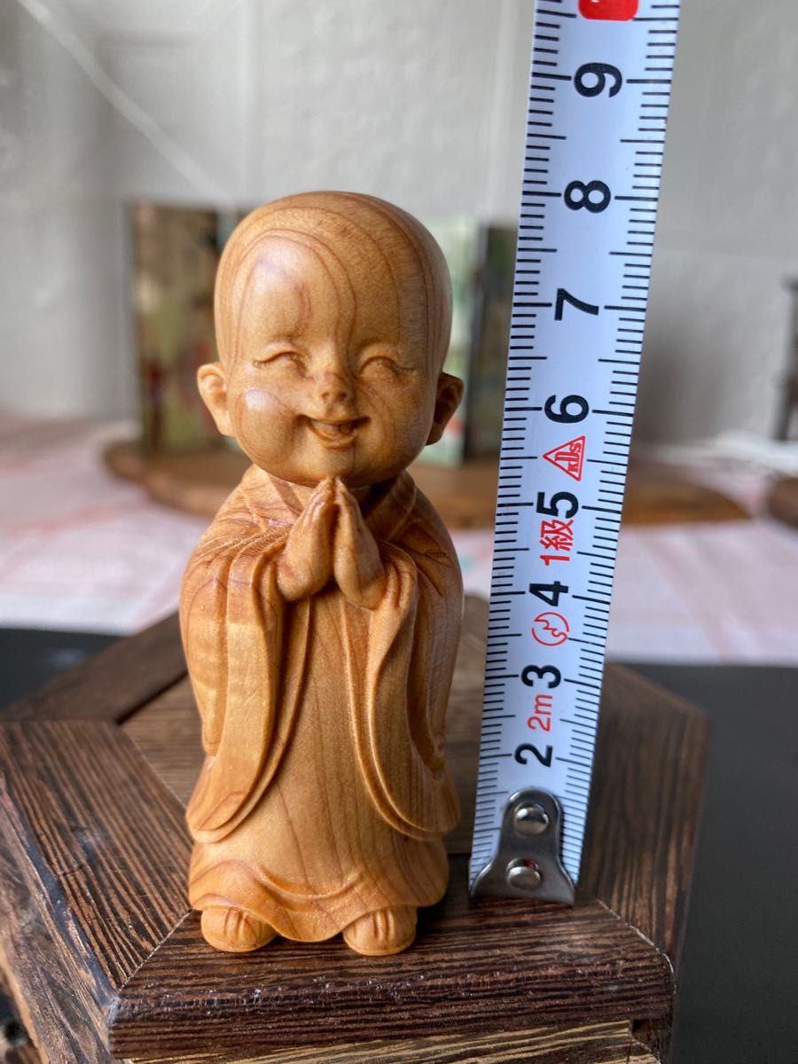 仏教美術 高級木彫り 天然木彫刻 静思 木彫り 可愛い小僧 仏教美術 高級木彫り 天然木彫刻 静思 木彫り 可愛い小僧