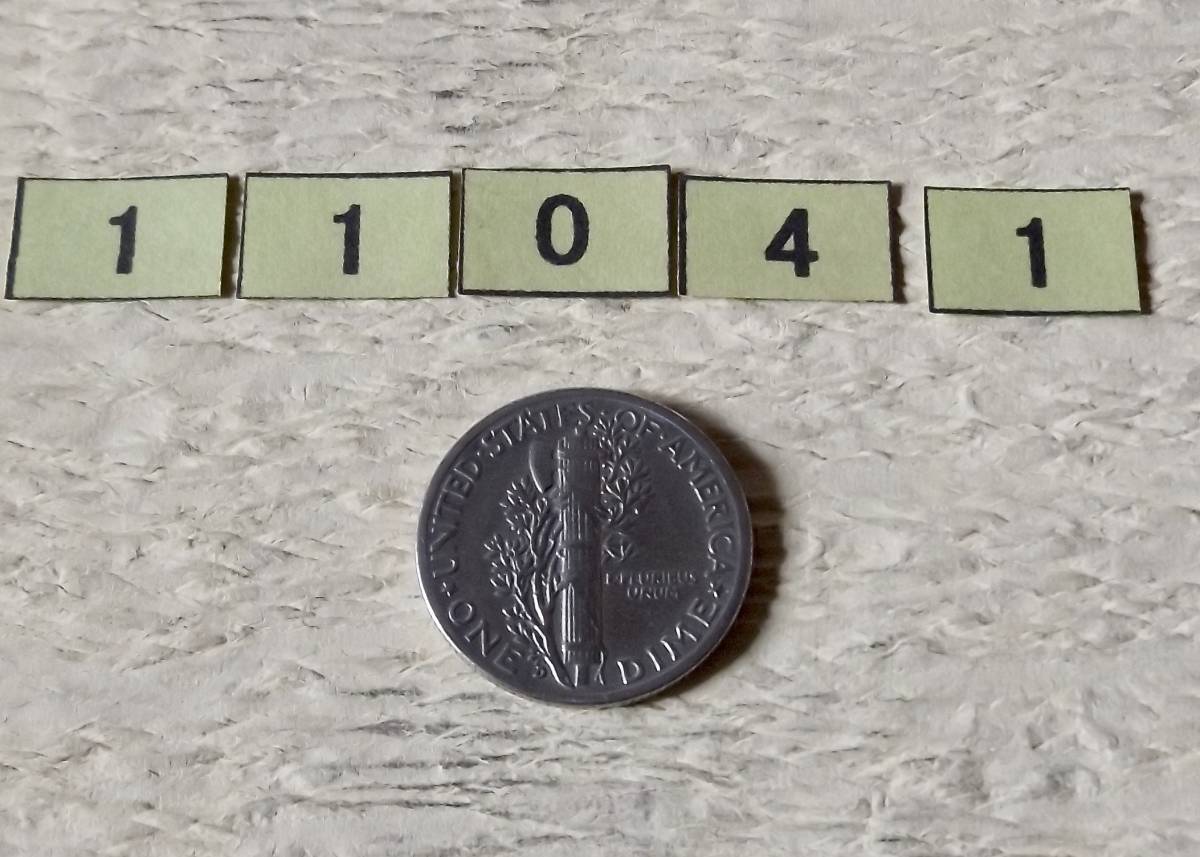 銀貨です　1945年　マーキュリー　ダイム　10セント　D刻印　送料無料（11041）シルバー900　USA貨幣　アメリカ コイン　ドル　硬貨_画像3
