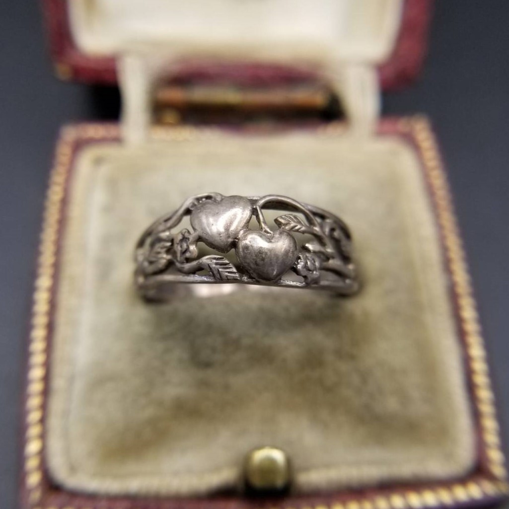 SE Heart. дерево. реальный растения образец открытый Work 925 серебряный Vintage кольцо серебряный кольцо ... узор ювелирные изделия цветочный Y21-I