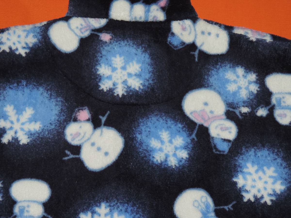 ☆☆雪だるまと結晶プリント青のもこもこボタン付き長袖☆１５０センチ☆ _画像3