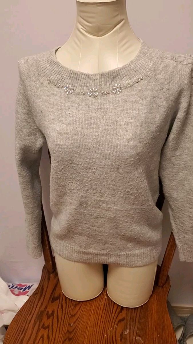 Pearl slit knit セーター 長袖 ニットブラウス