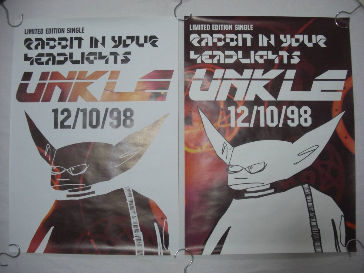 新品 DS 1998 UNKLE "RABIT IN YOUR HEADLIGHTS" FUTURA POSTER ポスター SET OF 2 (K-1-13)_画像1
