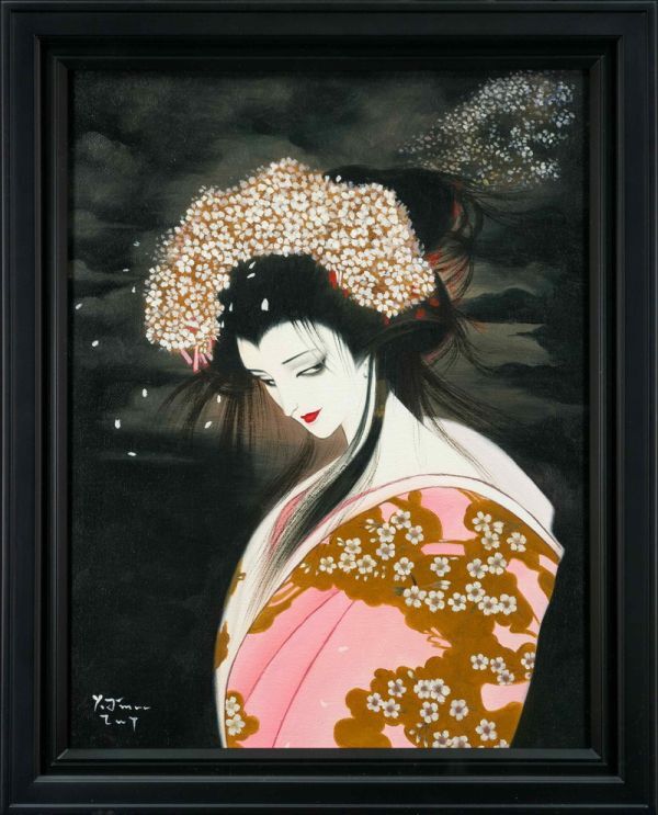 模写】天野喜孝◇作者不明◇油絵 手描き《桜姫》表サイン 裏 模写】天野喜孝◇作者不明◇油絵 手描き《桜姫》表サイン 裏