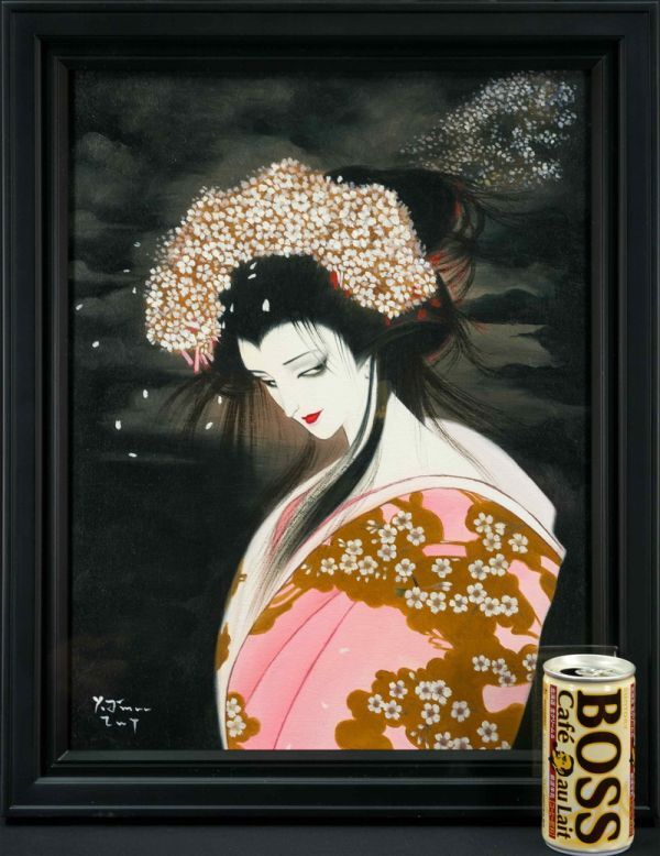 模写】天野喜孝◇作者不明◇油絵 手描き《桜姫》表サイン 裏 模写】天野喜孝◇作者不明◇油絵 手描き《桜姫》表サイン 裏