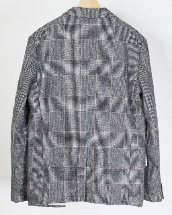 2014 The crooked Tailor クルーキッドテーラー handmade ハンドメイド round collar jacket ウール100 チェック ジャケット 46 b1980_画像4