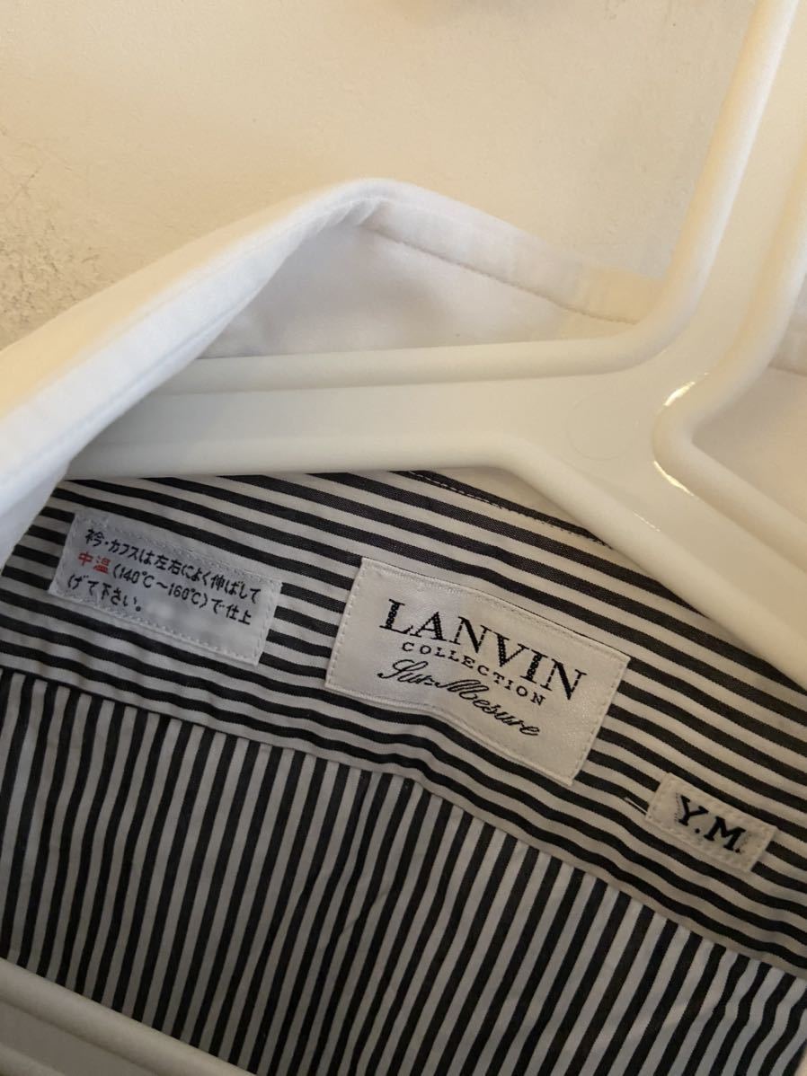 【送料無料】中古 LANVIN ランバン 長袖シャツ Yシャツ ストライプ 日本製 サイズM_画像7