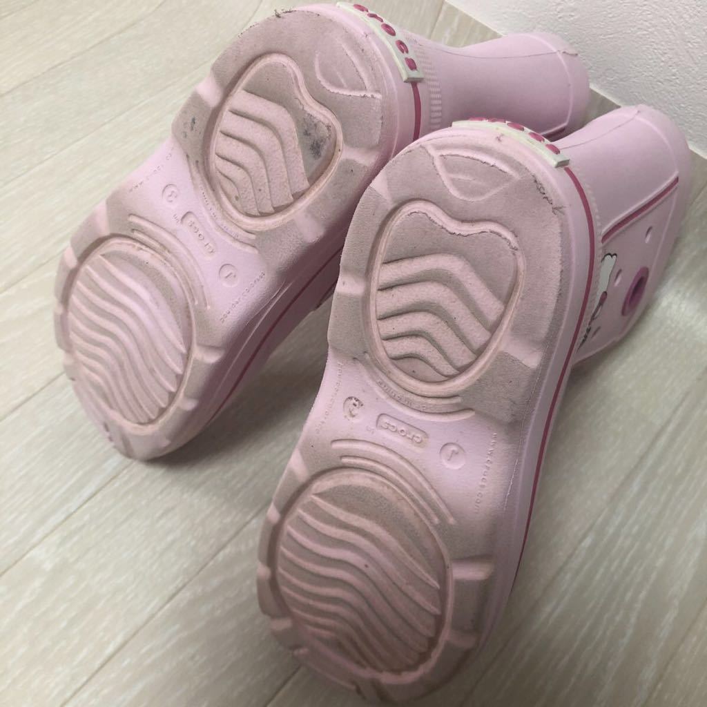 crocs クロックス ジュニア 女の子 長靴 ながぐつ レインブーツ ピンク ハローキティ サイズJ3 21cm 美品_画像8