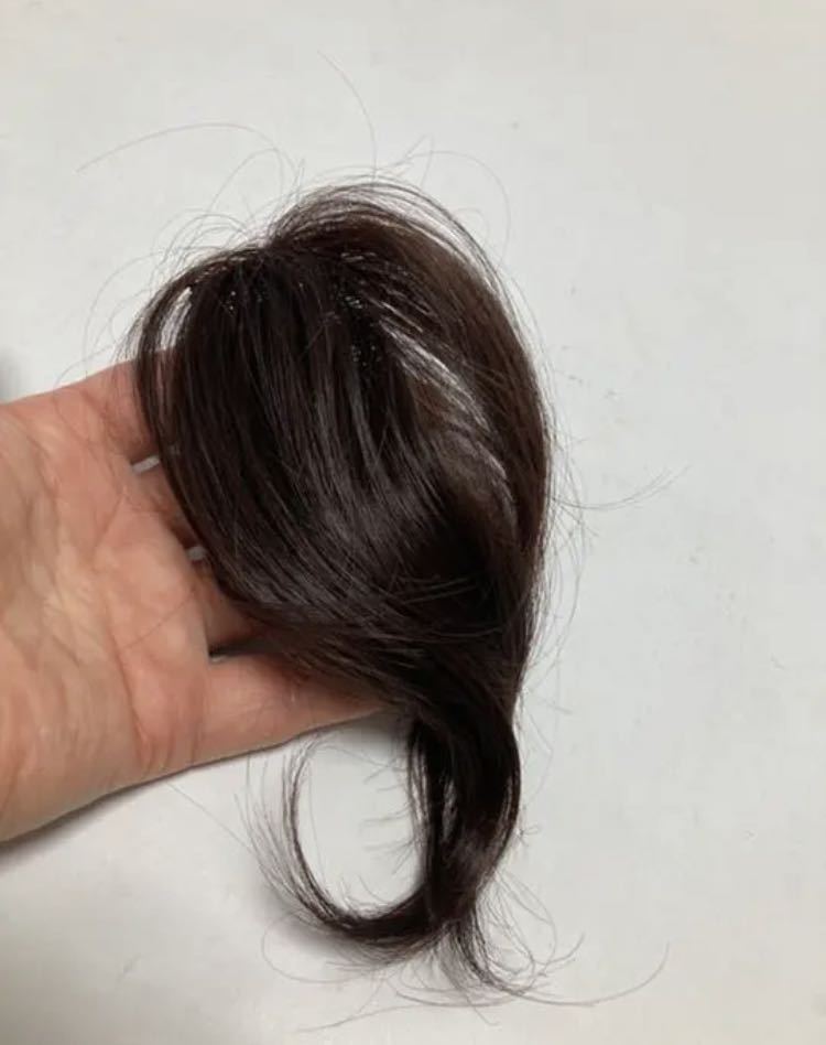 高品質　新品！未使用　頭頂部付け毛ヘア医療用にも部分的付け毛　ダークブラウンこげ茶色　長め★洗える　男女兼用　耐熱　送料無料