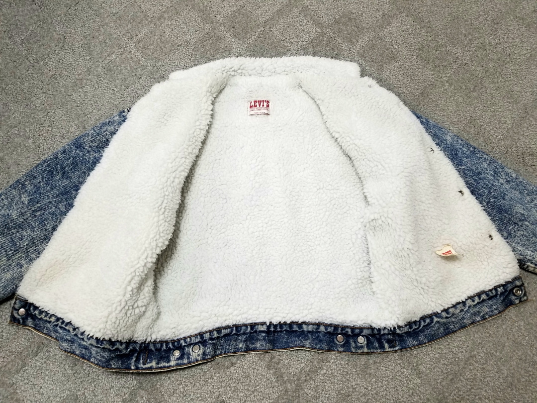 良好 ～80s USA製 levi's リーバイス 57528 ケミカルウォッシュ デニムボアジャケット S ~ M 程度 ボアジャン アメリカ製 ビンテージ_画像3