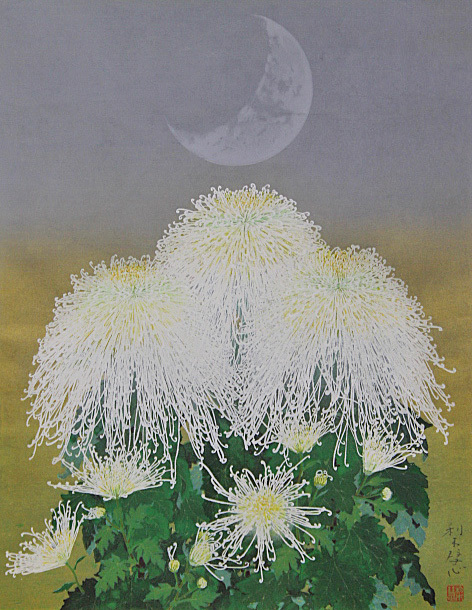 □☆森田りえ子【朝の月】歡榮堂 木版画 直筆サイン 印章有り