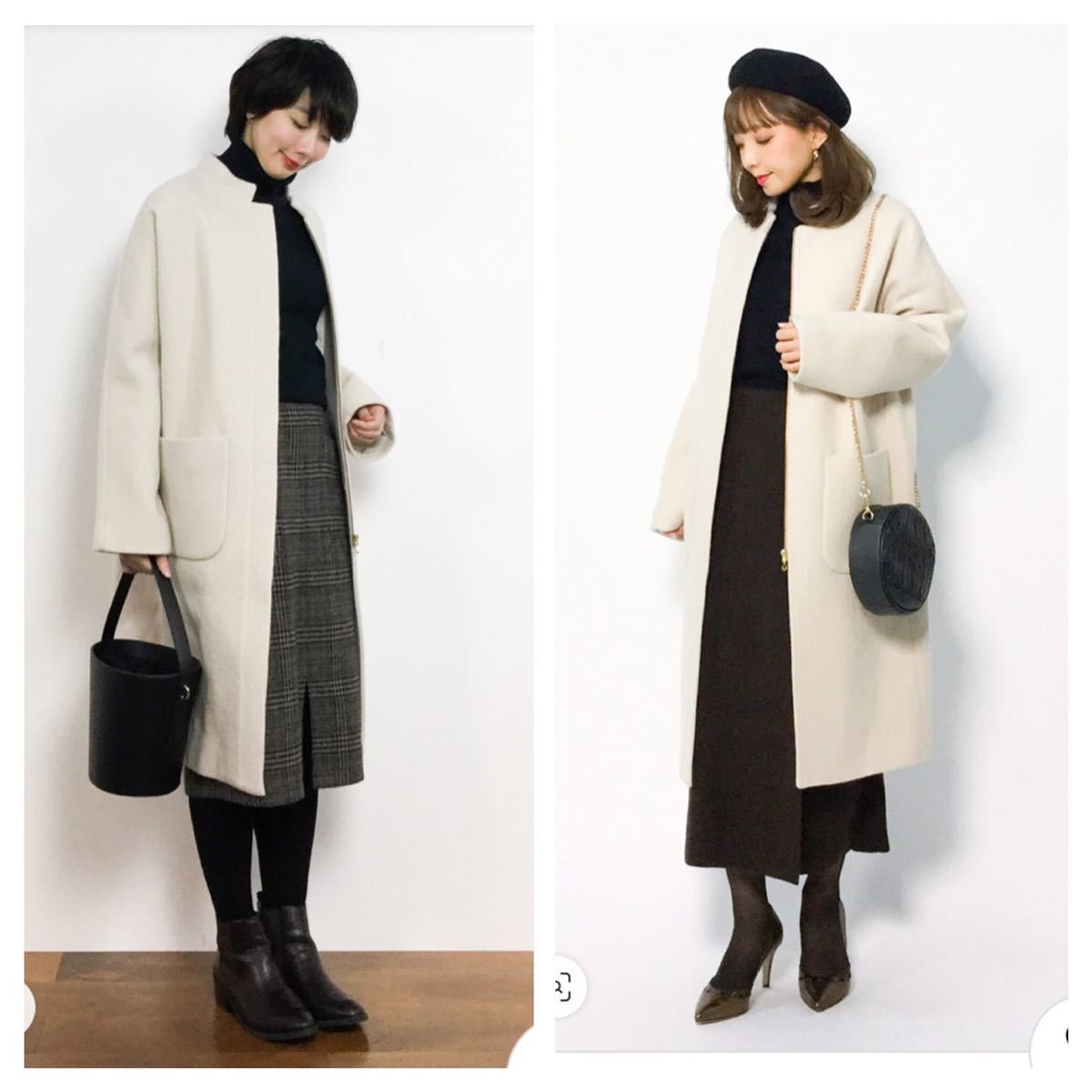 美品 ナノユニバース シープ起毛 スタンドカラー ドルマンコート 定価