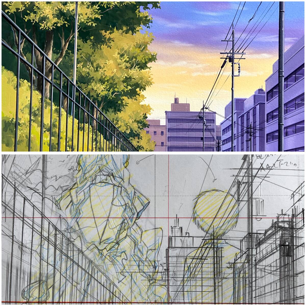 ちょびっツ 直筆 背景 原画 セット 町並み/Cel Genga セル画 ちょびっツ 直筆 背景 原画 セット 町並み/Cel Genga セル画