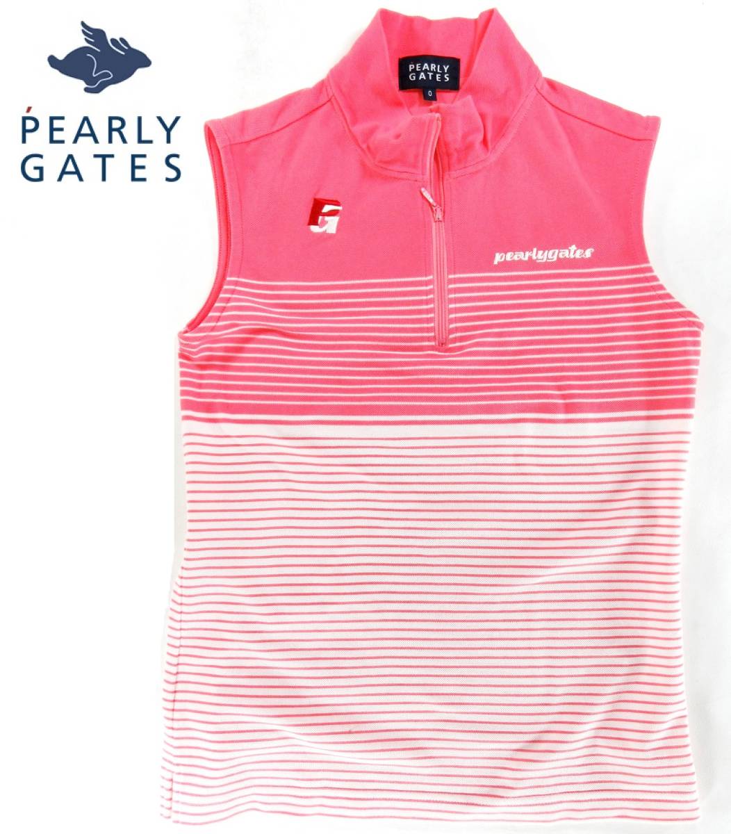 PEARLY GATES パーリーゲイツ ボーダー ハーフジップノースリーブT