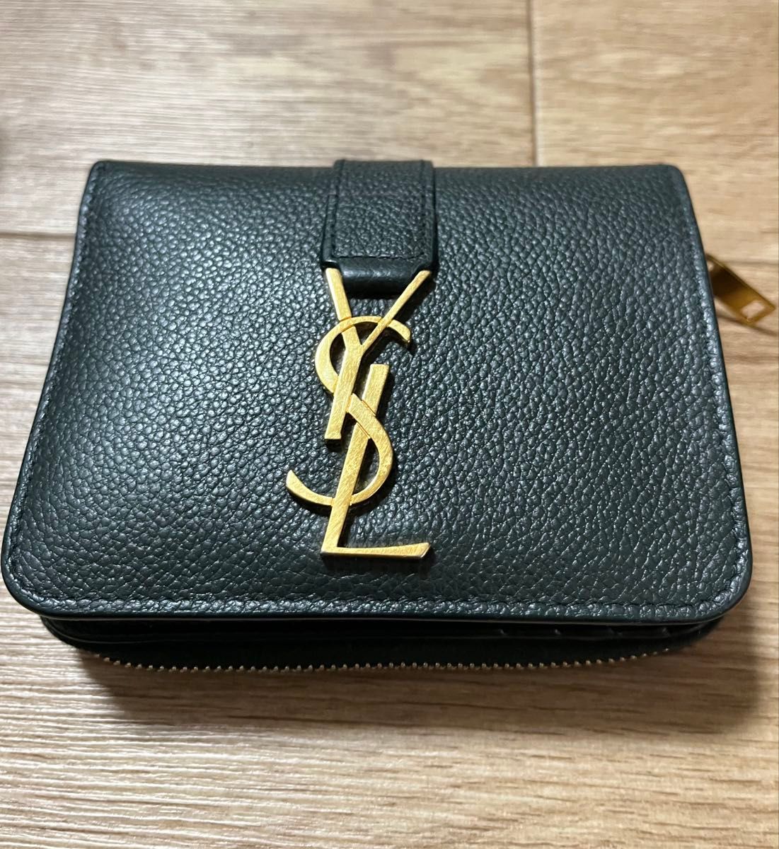 SAINT LAURENT サンローラン 財布 二つ折り ダークグリーン 緑 SAINT LAURENT サンローラン 財布 二つ折り ダークグリーン 緑