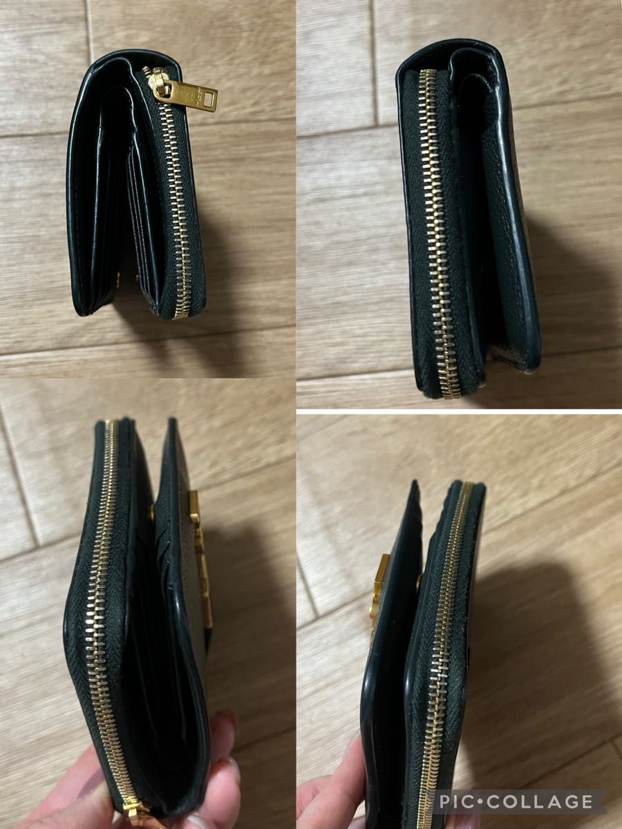 SAINT LAURENT サンローラン 財布 二つ折り ダークグリーン 緑 SAINT LAURENT サンローラン 財布 二つ折り ダークグリーン 緑
