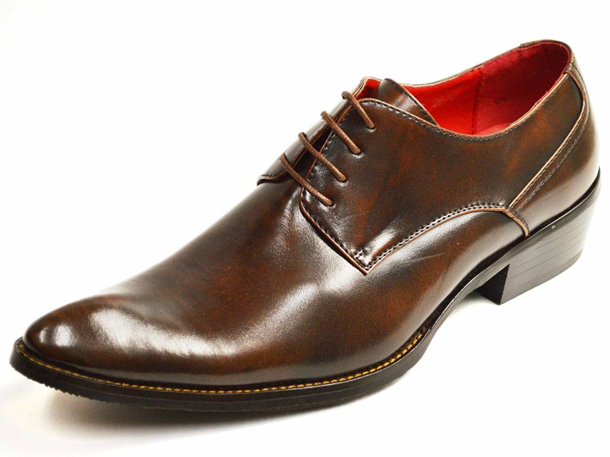 ビジネスシューズ 新品 高級感 ブラウン 茶色 お洒落 革靴 紳士靴 25cm 25.0cm