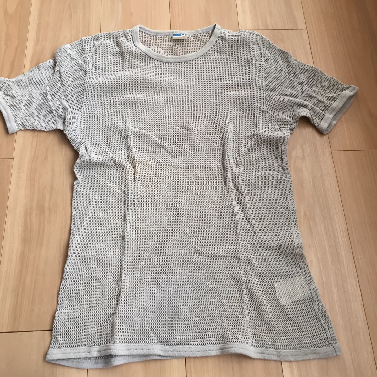 short sleeves men's circle collar mesh T-shirt gray BLUE LABEL UNITED ARROWS United Arrows Blue Label M size piling put on cotton 100%