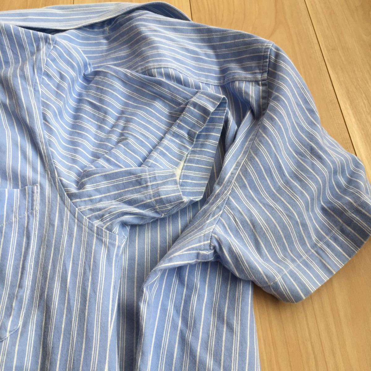 C.P COMPANY シーピーカンパニー イタリア 半袖シャツ 水色 ストライプ 3サイズ 綿100% 肌触り良い ポケット メンズ_画像6