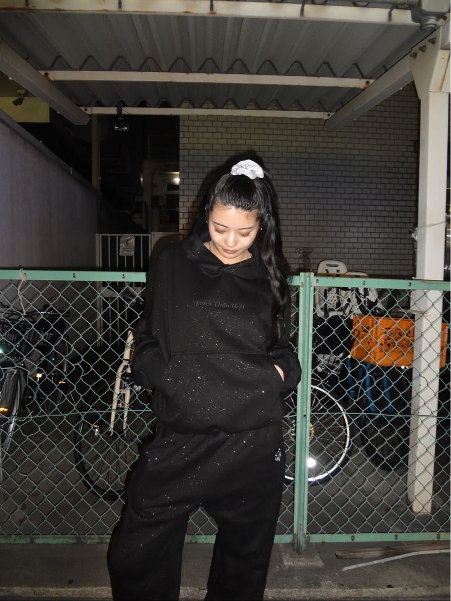 HTH セットアップ glitter heart logo hoodie sweat pants HTH セットアップ glitter heart logo hoodie sweat pants