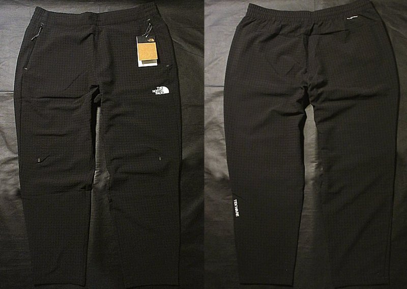 本物正規◆ノースフェイス◆吸湿速乾 軽量 ストレッチ パンツ TEKWARE GRID PANT■M■黒 格子柄■新品/FLASHDRY■裏地立体フリース