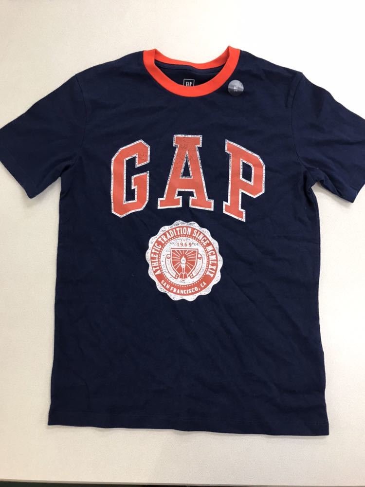 #GAP# new goods #130# Gap # navy X orange # Logo # T-shirt #USA appear design # emblem . print #GAP Logo #2-2