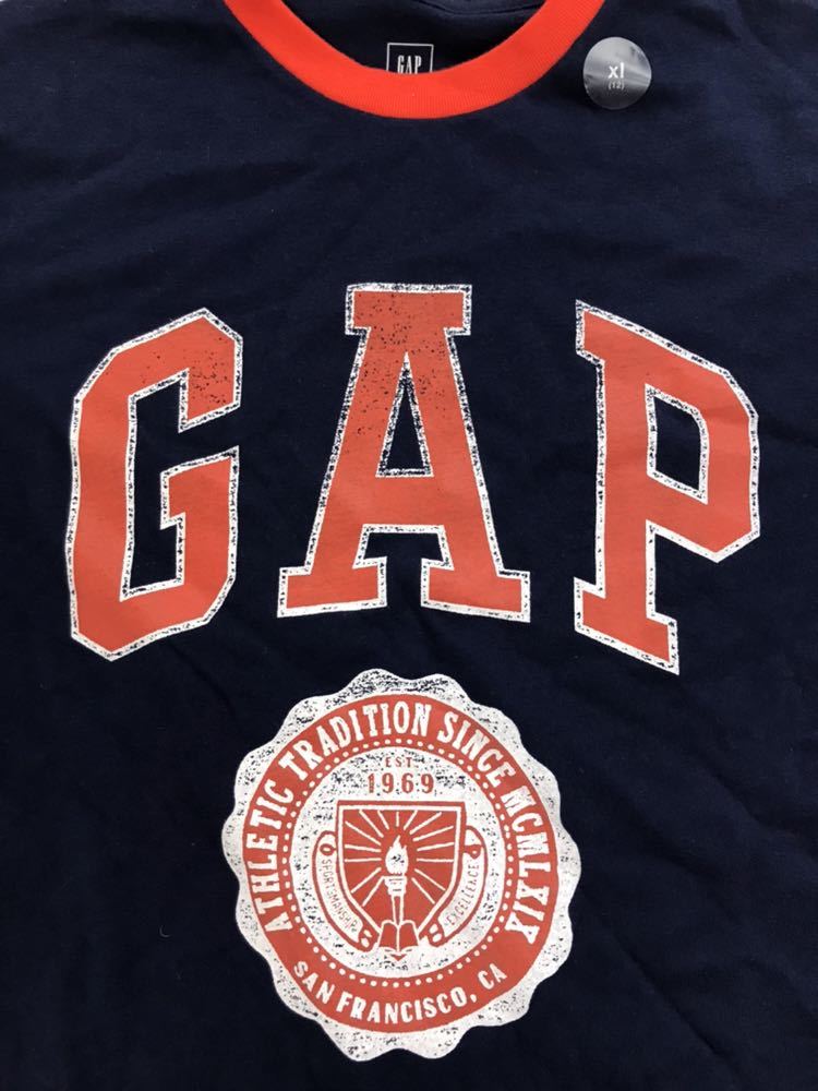 #GAP# new goods #130# Gap # navy X orange # Logo # T-shirt #USA appear design # emblem . print #GAP Logo #2-2