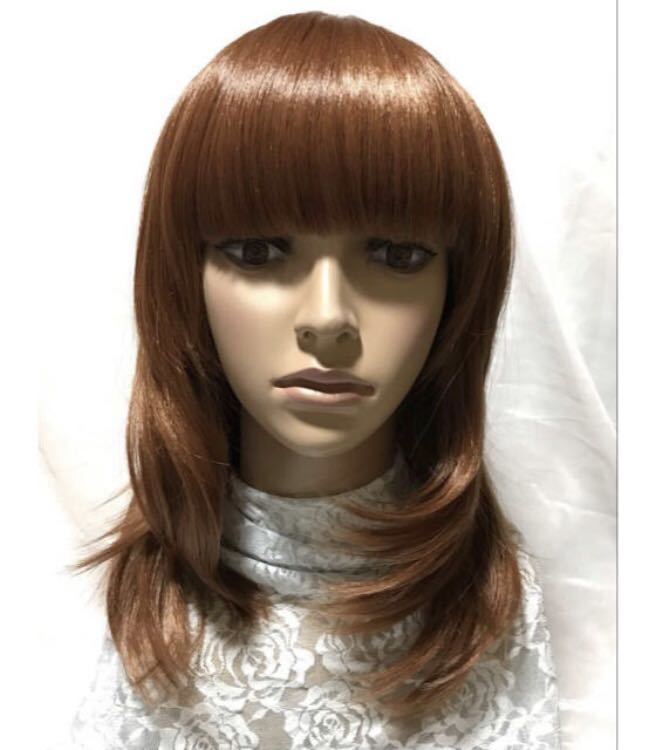  heat-resisting full wig semi long new goods orange Brown 2011512