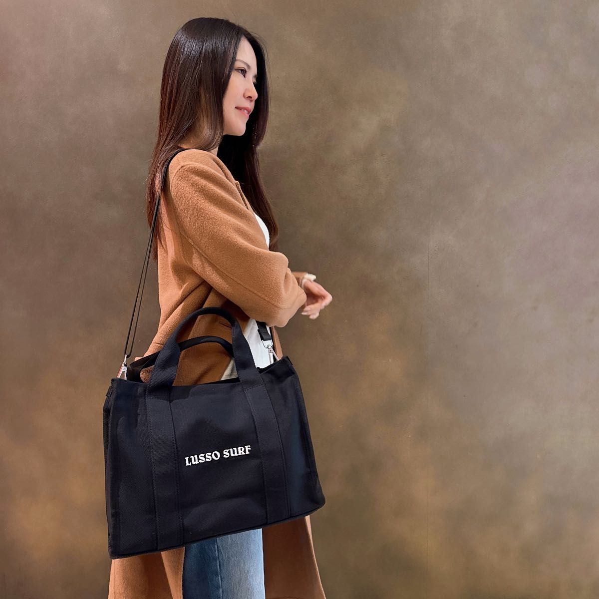 プレゼントに LUSSO SURF 2wayショルダートートバッグ ブラック プレゼントに LUSSO SURF 2wayショルダートートバッグ ブラック