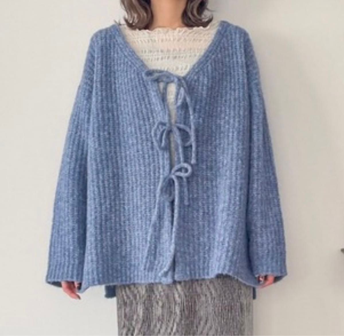 LOWRYS FARM ローリーズファーム 2WAYメランジリボンLS ブルー フリーサイズ