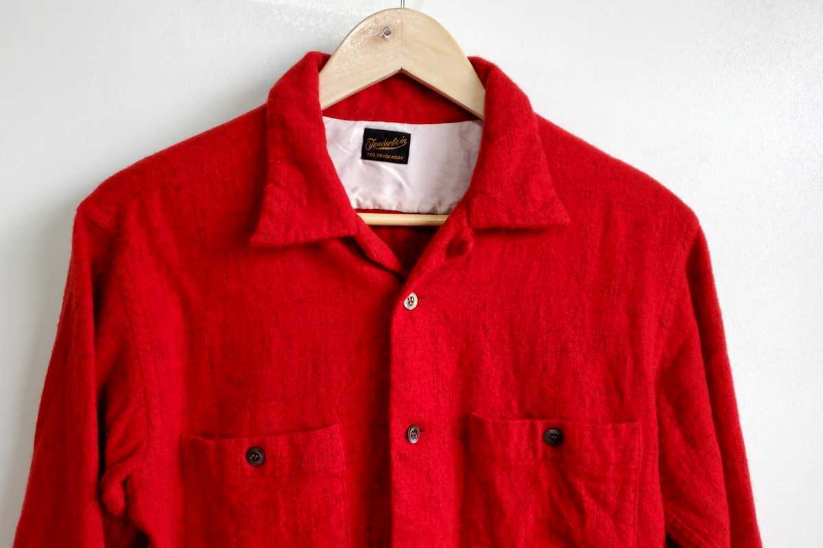 6◆TENDERLOIN テンダーロイン T WOOL SHT K ウールシャツ Ｓサイズ？ 赤 レッド かすり柄 ネップ 定価 中古  USED