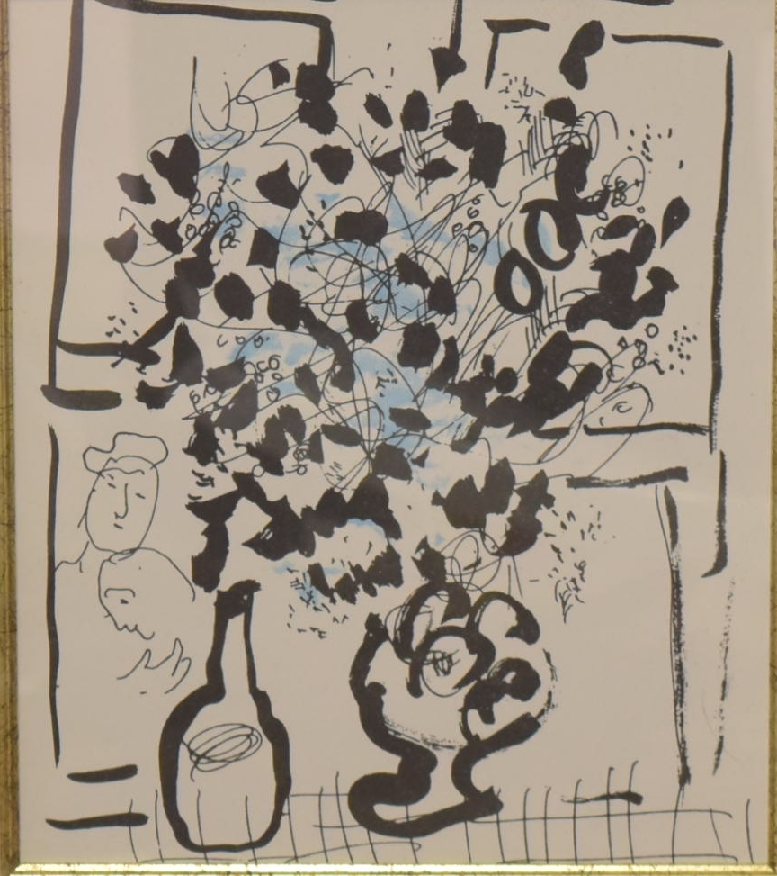 マルク・シャガール レゾネ202 [黒と青の花束] カラーリトグラフ_画像1