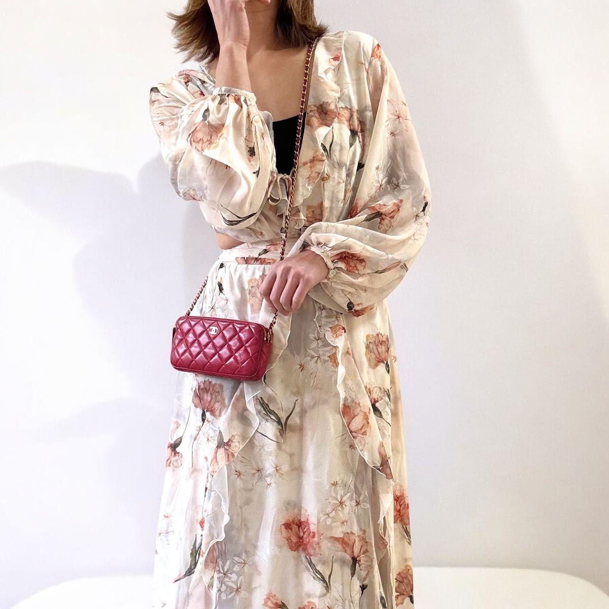 超超美品★CHANEL ラムスキン マトラッセ★チェーン ショルダーウォレット シャネル ココマーク ショルダーバッグ