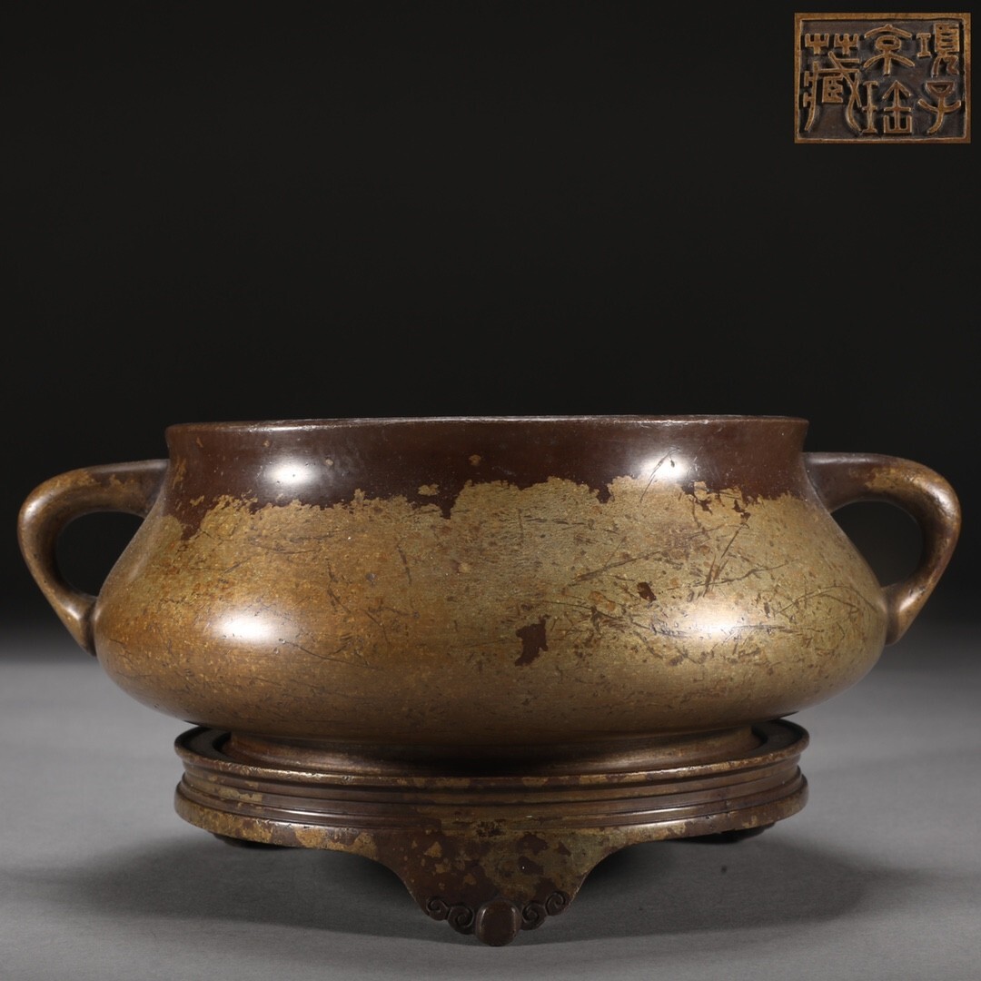 明・古銅彫・景泰藍七宝嵌・獣紋炉』極細工・骨董品・古賞物 明・古銅彫・景泰藍七宝嵌・獣紋炉』極細工・骨董品・古賞物