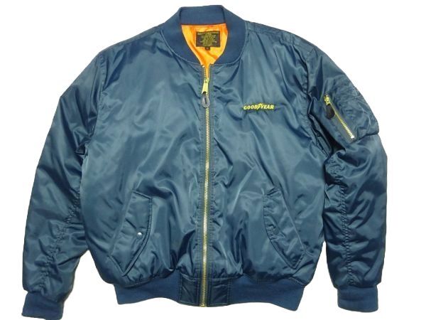 ★I.T.PLAIN★MA-1ジャケットLL/紺グッドイヤーGOOD YEARメンズ中綿ブルゾンジャンパー作業着企業物ネイビーフライトジャケット