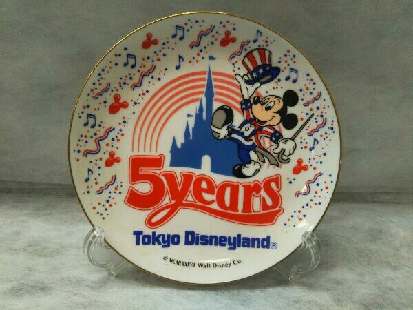 現状品 東京ディズニーランド TDL 5周年記念 1988年 絵皿 ミッキー ロゴ プレート