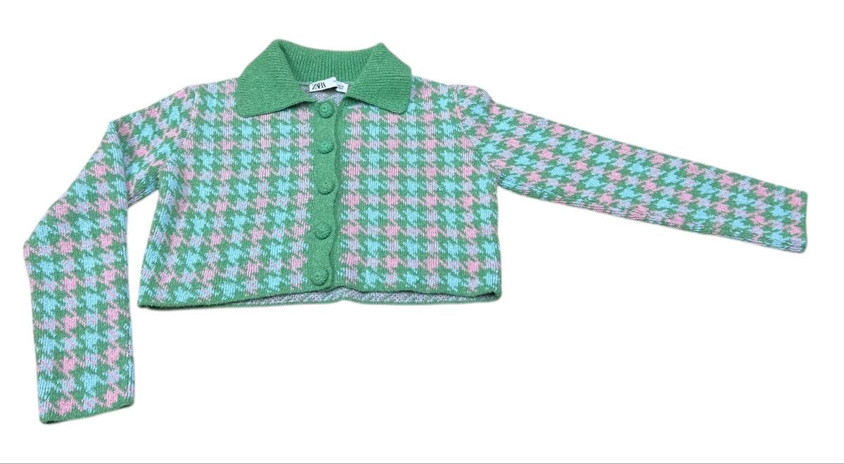 ZARA ザラ ハウンドトゥースニット カーディガン S size ZARA ザラ ハウンドトゥースニット カーディガン S size