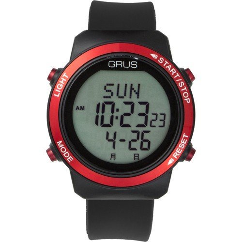 GRUS　ウォーキングウォッチ　GRS001-01　レッド　歩幅、歩数、消費カロリーがはかれる　新品