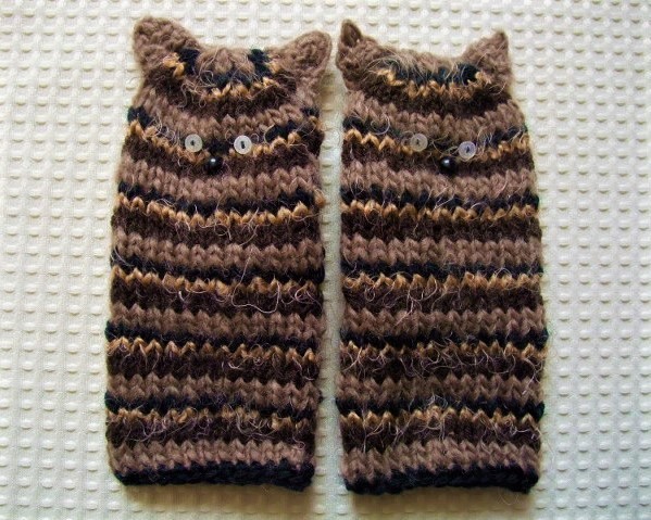即決　ハンドメイド　トラ猫の手袋　子供サイズ　送料140円