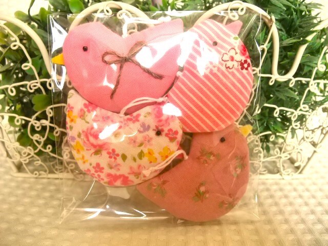 即決☆小鳥のオーナメント４個セット　ピンク　送料110円_画像6