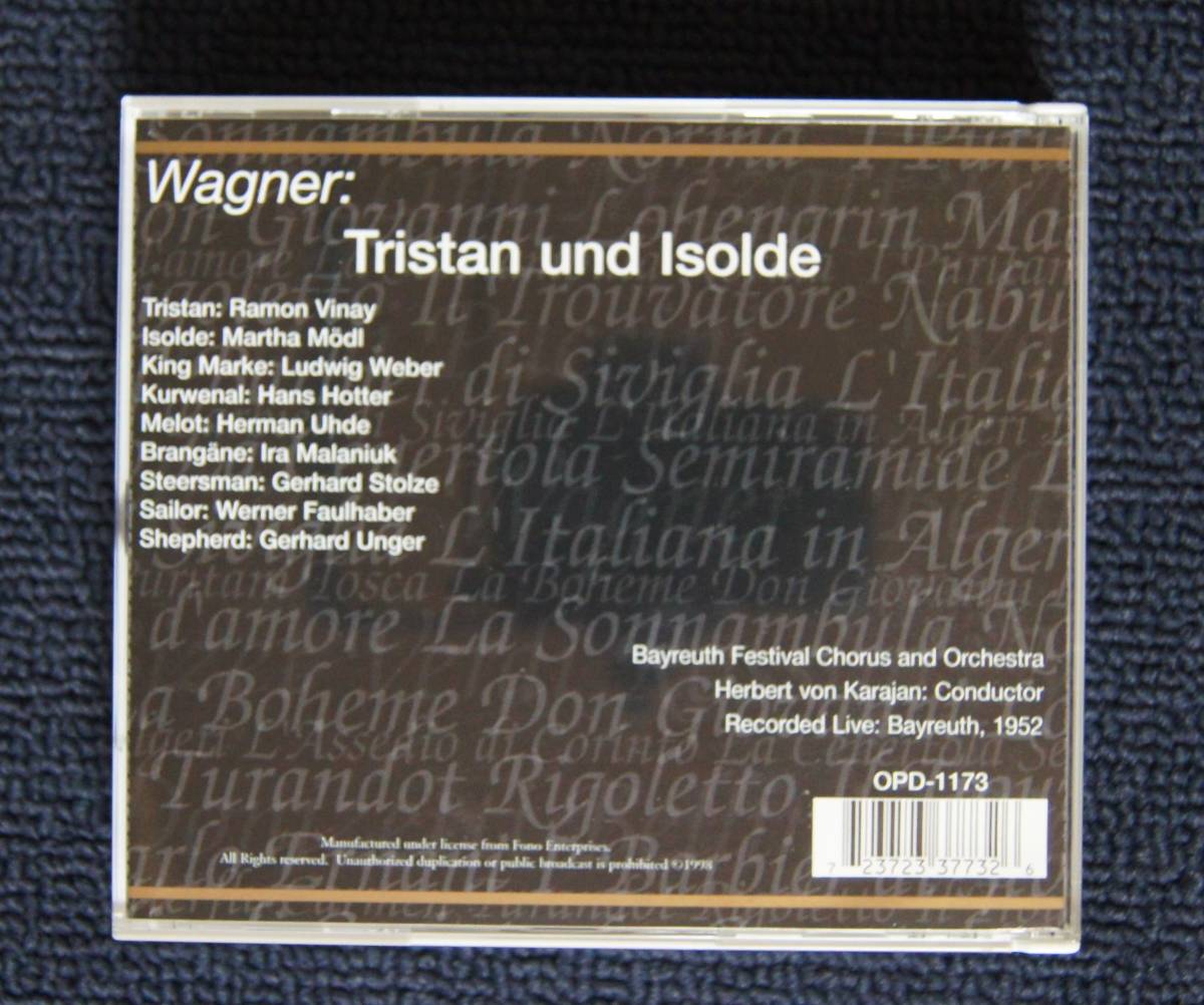 ◆ヘルベルト・フォン・カラヤン【1952年バイロイト音楽祭　ライブ音源　OPERA DORO盤】ワーグナー／楽劇「トリスタンとイゾルデ」全曲_画像2