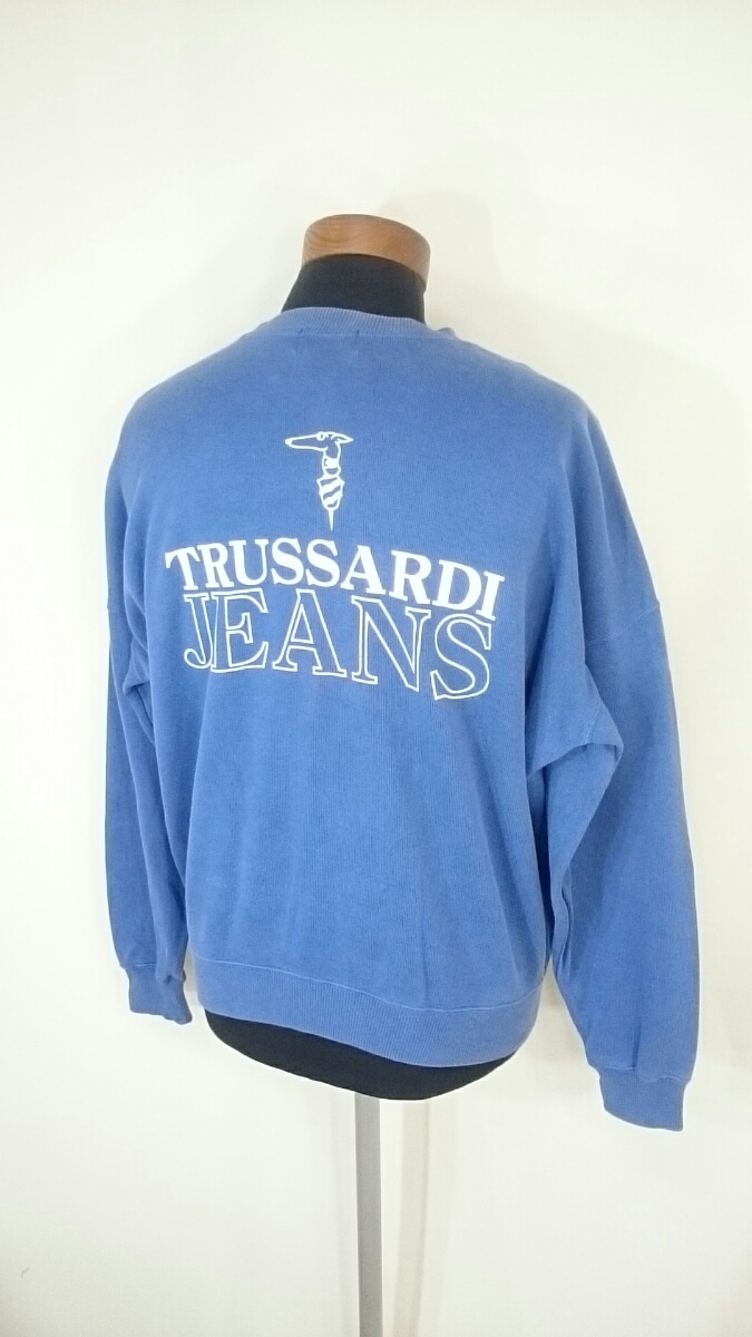 42/L【TRUSSARDI/トラサルディ】LADIES/レディース 女性用 トレーナー/スウェット ブルー系 古着 当時物 ヴィンテージ ビンテージ レトロ