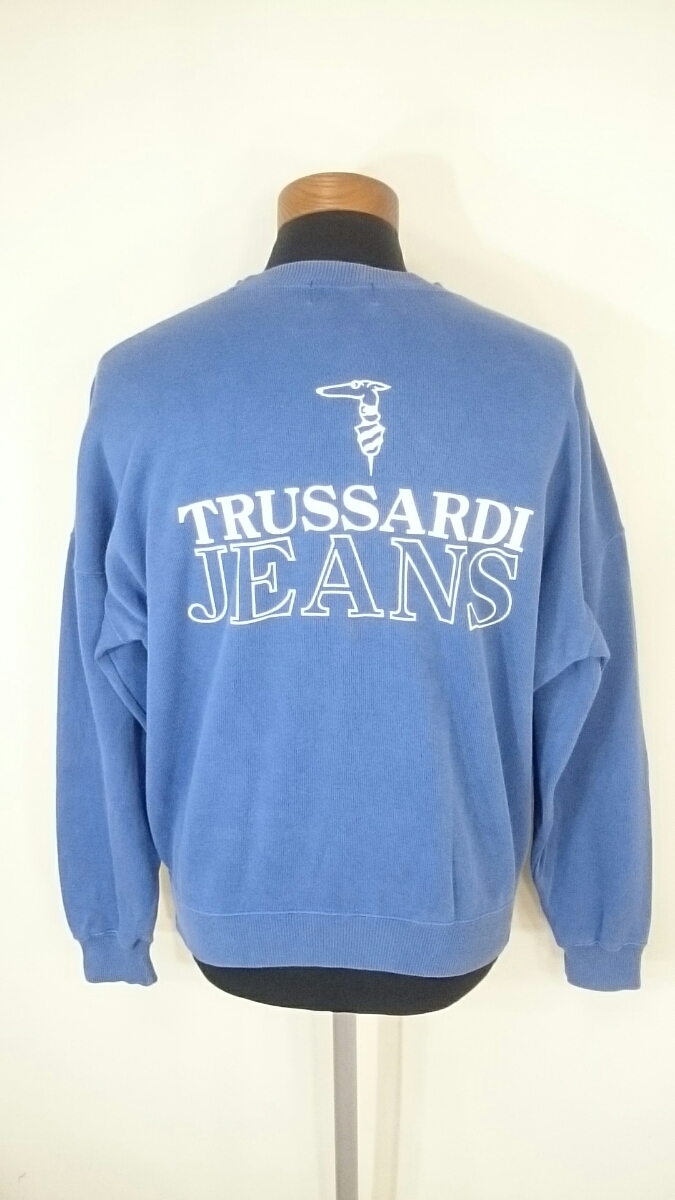 42/L【TRUSSARDI/トラサルディ】LADIES/レディース 女性用 トレーナー/スウェット ブルー系 古着 当時物 ヴィンテージ ビンテージ レトロ