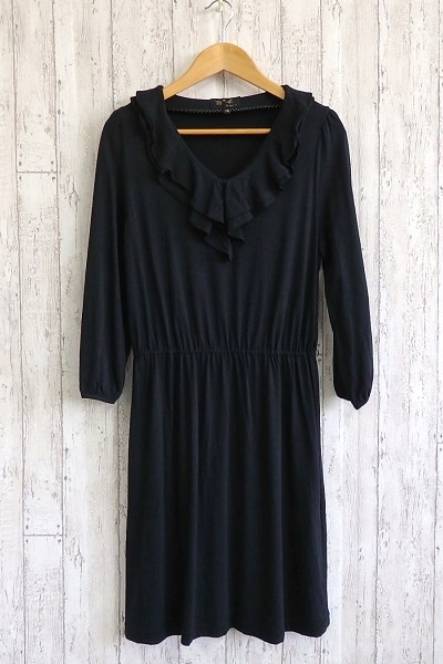  prompt decision * Agnes B * frill One-piece Tu black! lady's made in Japan *