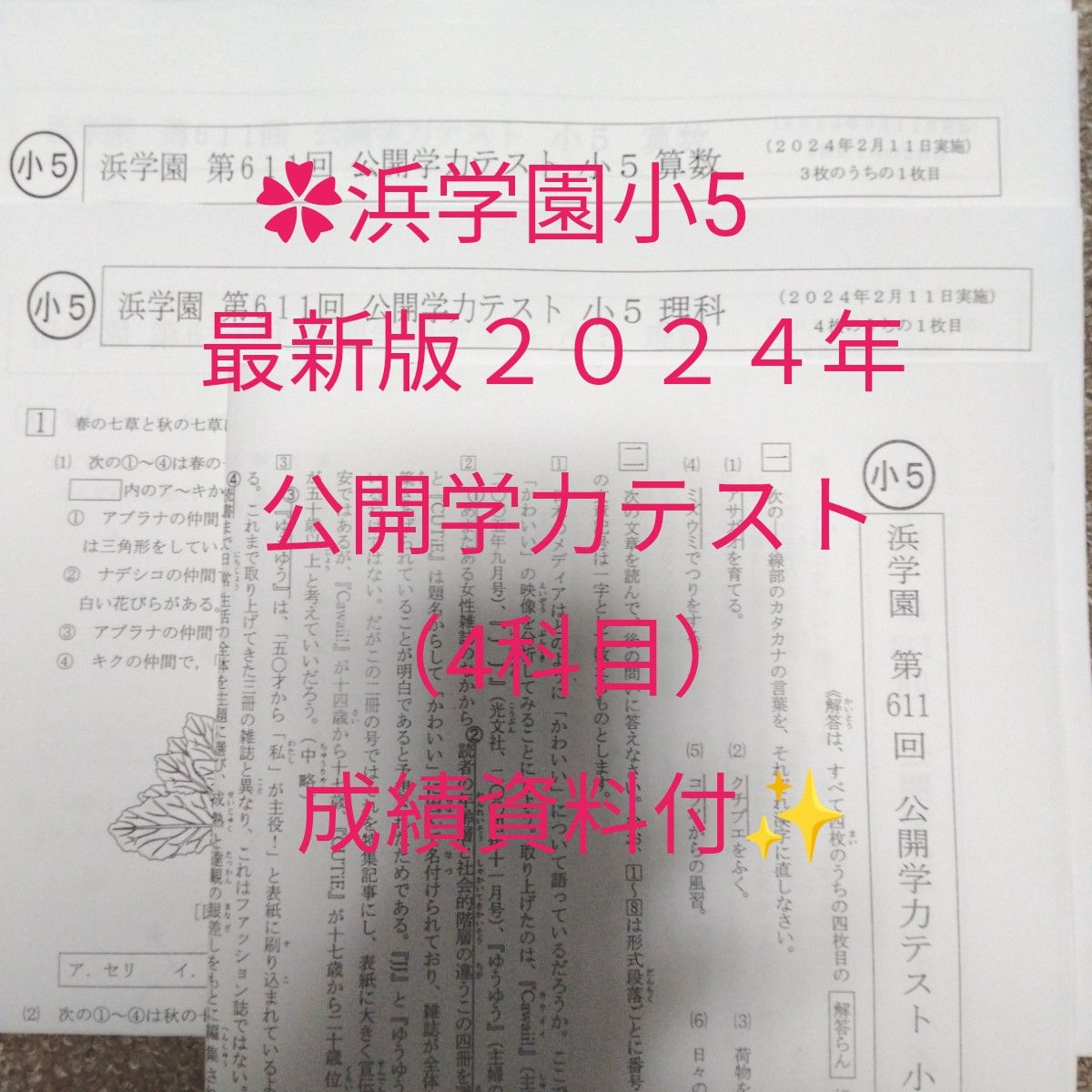 浜学園小5 最新版2024年 公開学力テスト 4科目 - 語学・辞書 浜学園小5 最新版2024年 公開学力テスト 4科目 - 語学・辞書