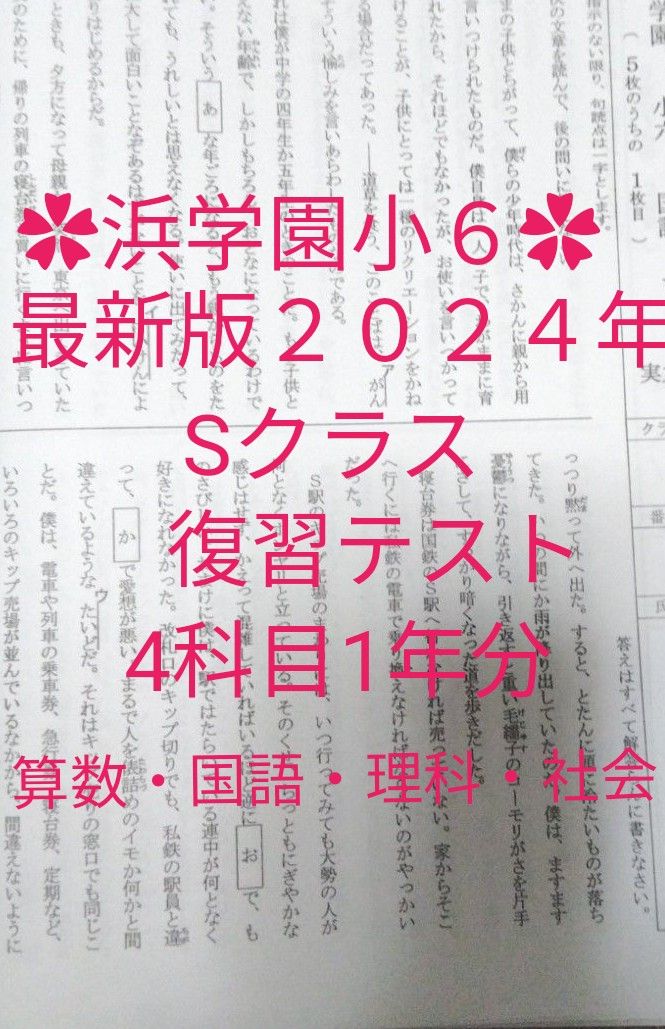 浜学園小6 最新版2024年 Sクラス 4科目1年分 浜学園小6 最新版2024年 Sクラス 4科目1年分 中学入試全般
