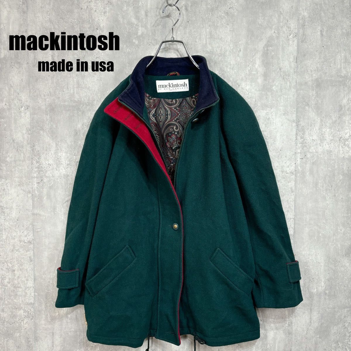 【希少】USA製 mackintosh/マッキントッシュ ペイズリー柄 ウール