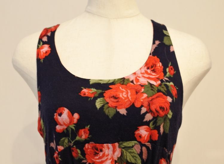 Twentyonetuenti one tank top ribbon floral print navy x red blouse M size bnbi k2h0125*