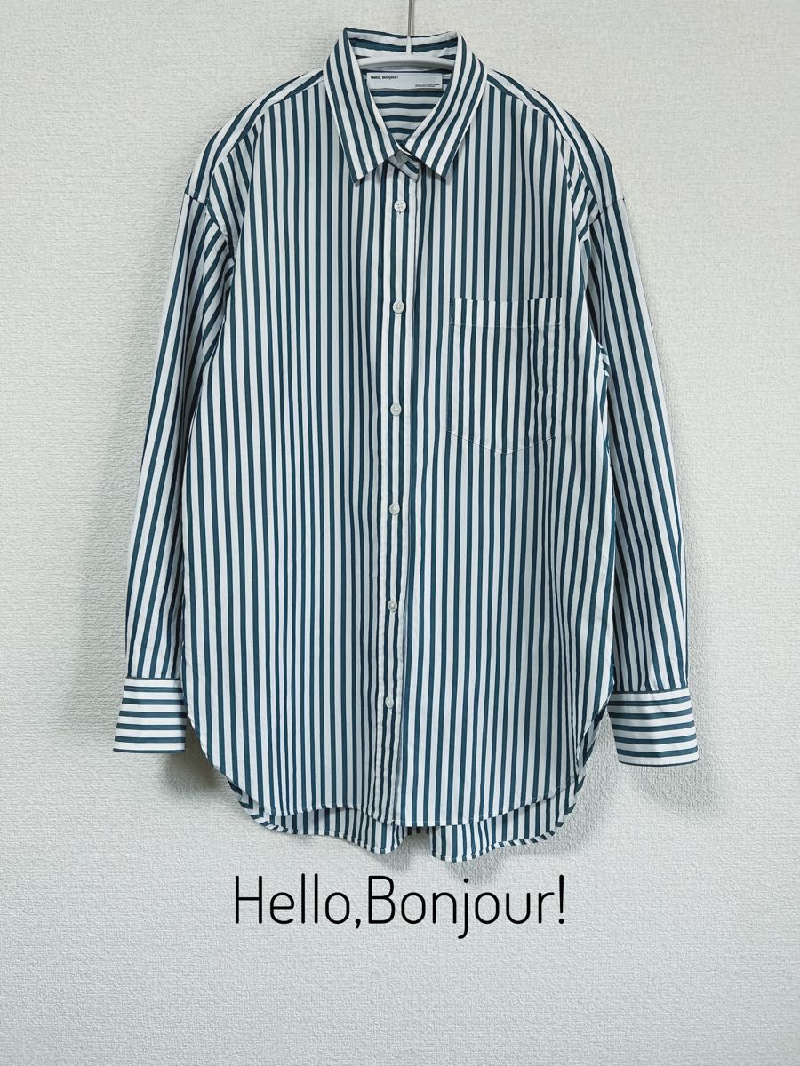 Hello,Bonjour! ハローボンジュール ストライプ コットン 長袖 シャツ