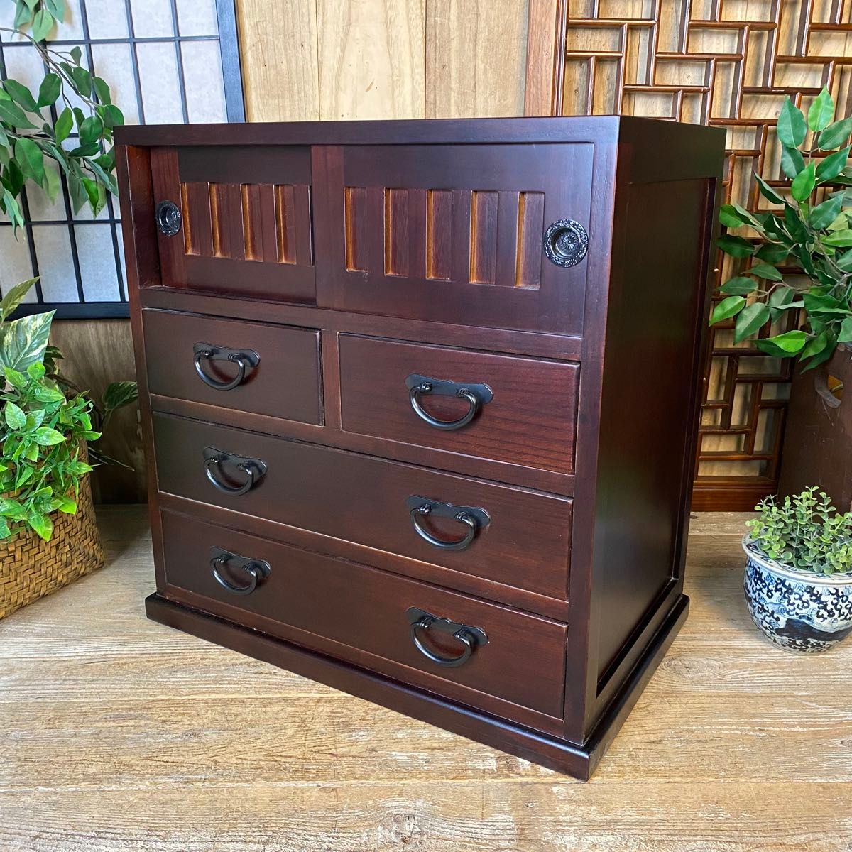 木製スラットデザインタンス アンティーク 特注品 木製スラットデザインタンス アンティーク 特注品 チェスト、タンス